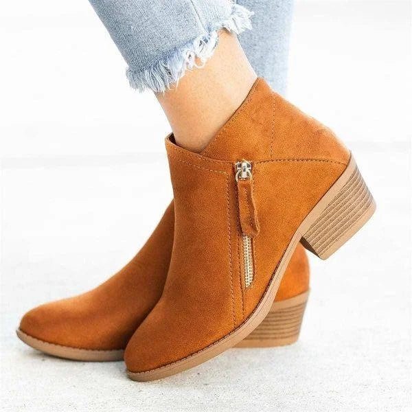 Suede Side Zip Casual Ankle Boot