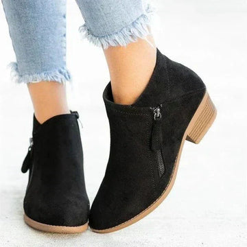 Suede Side Zip Casual Ankle Boot