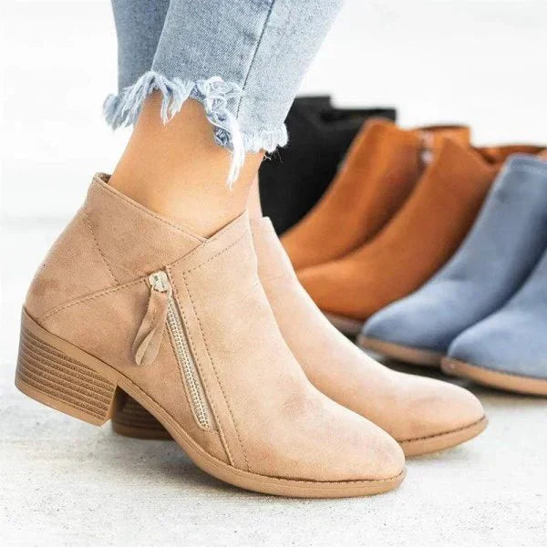 Suede Side Zip Casual Ankle Boot