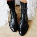 Toe Cap Lace-Up Ankle Boots