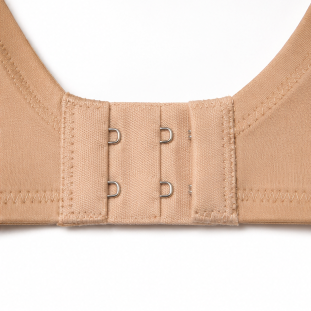 Close-up of the two-row hook and eye back closure