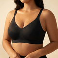 Black cotton blend wireless bra with a wide smooth underband