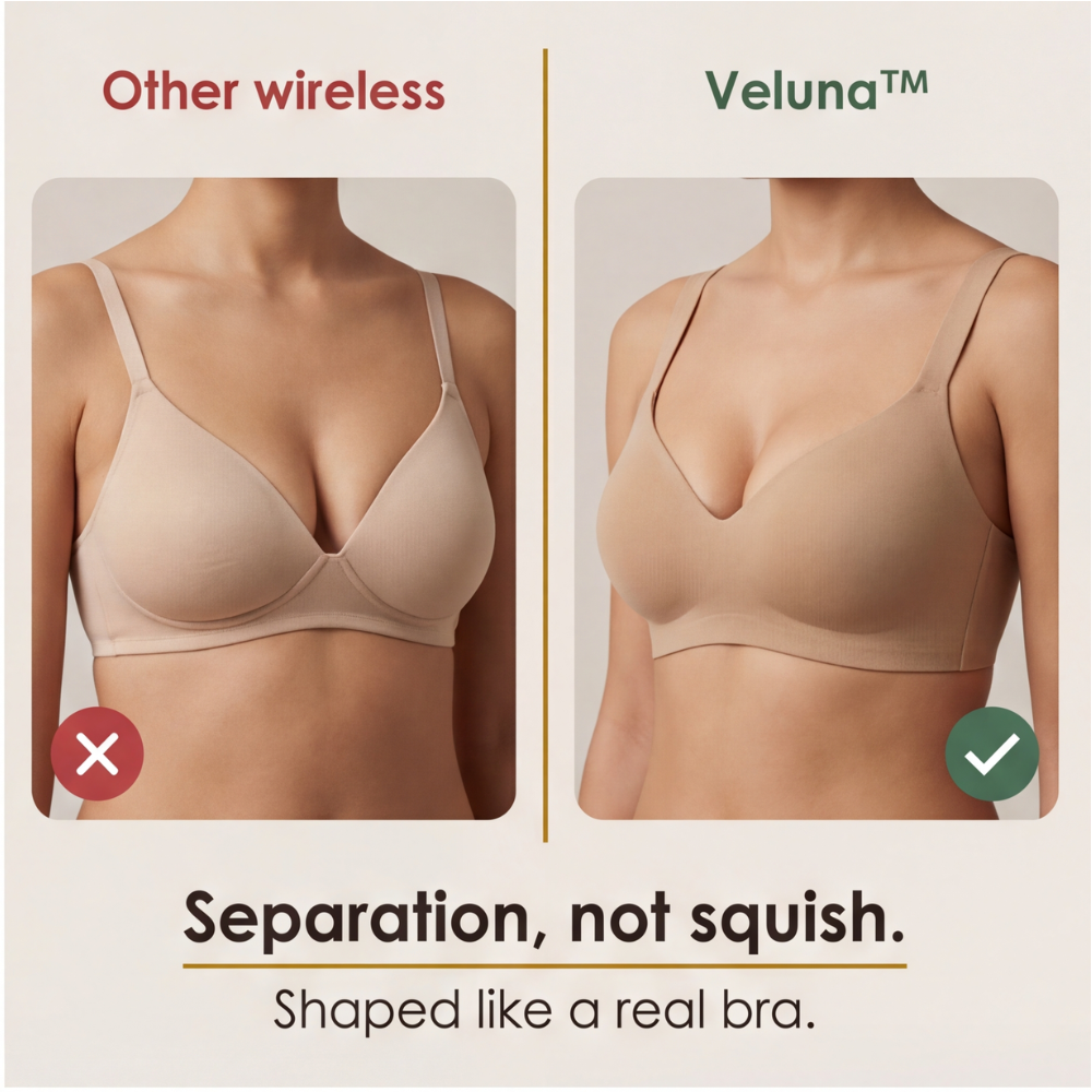 Feature panel comparing cup separation with another wireless bra