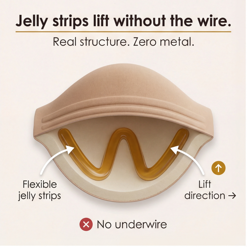 Feature panel with a cutaway of the W shaped jelly strip