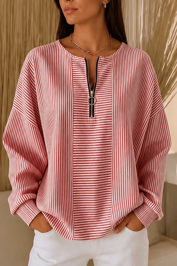 Waffle Knit Quarter Zip Top