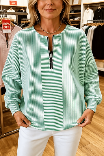 Waffle Knit Quarter Zip Top
