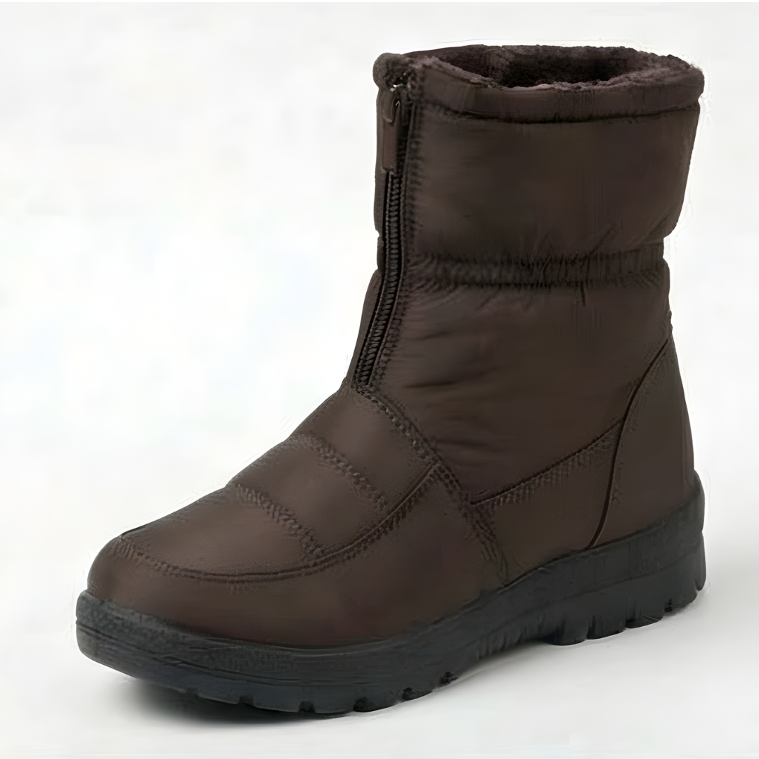 Burgundy waterproof padded mid calf winter boots