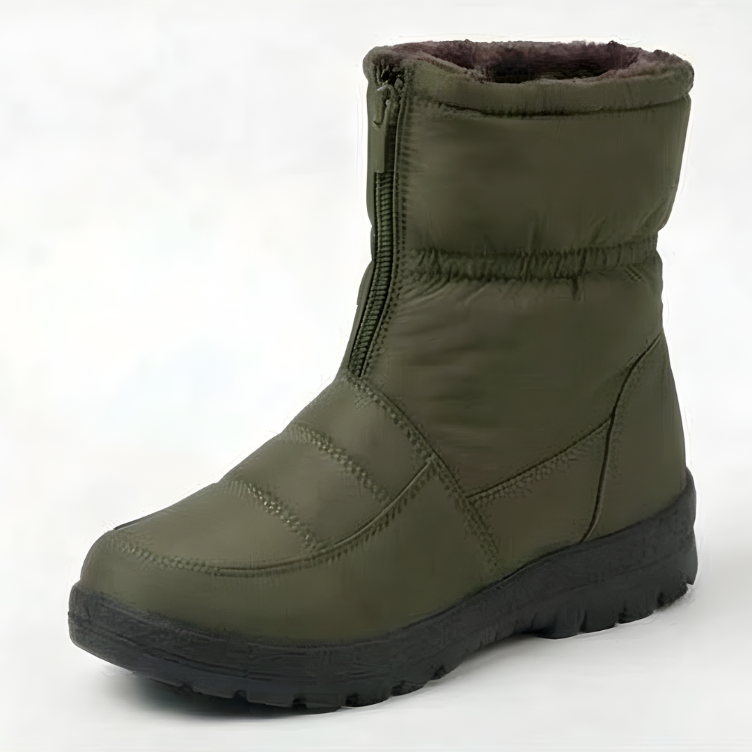 Navy waterproof padded mid calf winter boots