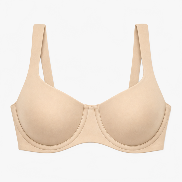 Nude wide-set strap balconette bra shown flat