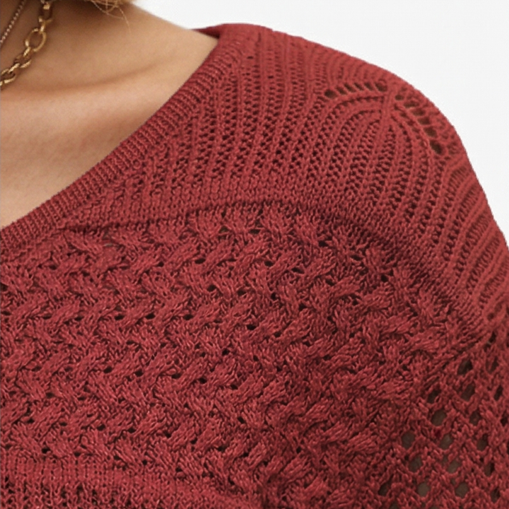 Multi Texture Openwork Knit Top