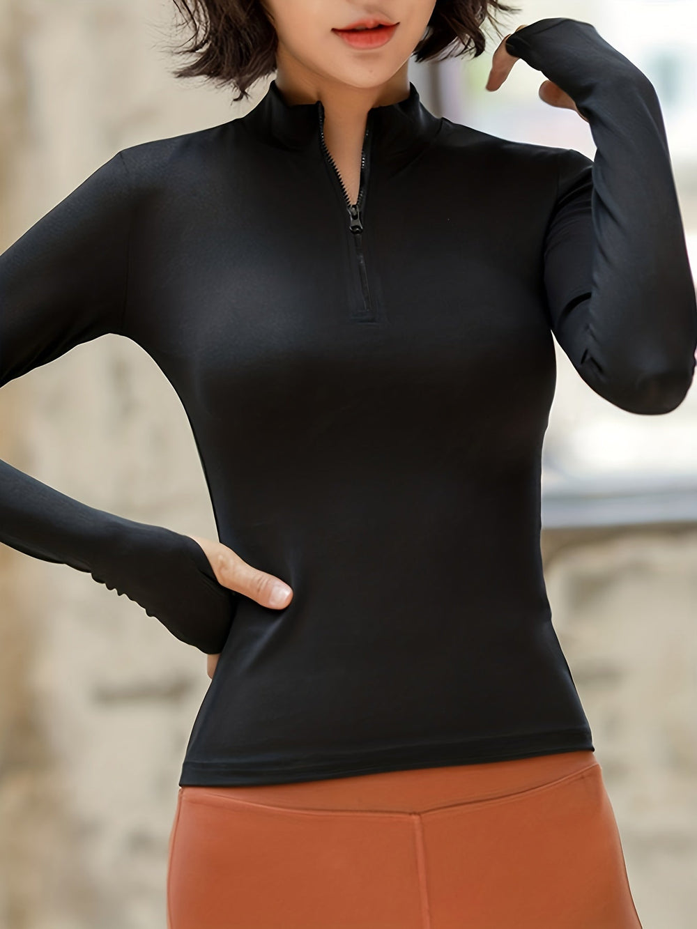 Zip Neck Sports Top | Valenira